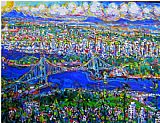 Island, Paintings - Vancouver Island Lions Gate Bridge by Unknown Artist